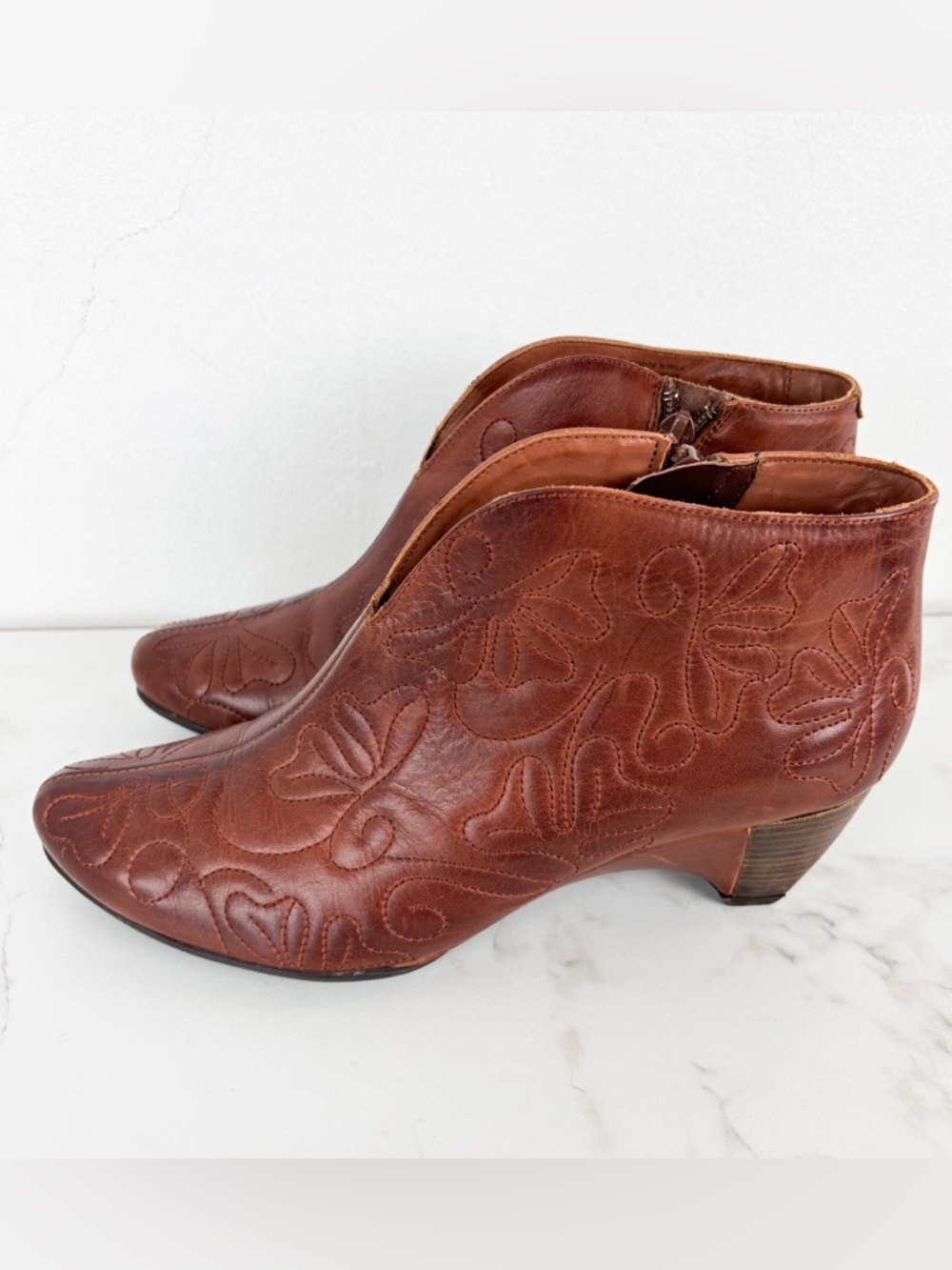 Pikolinos Cuero Embroidered Leather Booties Sz 38 (7.5) - Picture 4 of 11